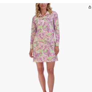 Stella Parker Golf Collection Long Sleeve Floral Pattern Dress - XL - Lilac